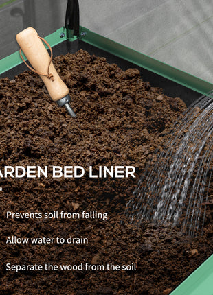 Raised Garden Bed with Legs and Cover, Metal Elevated Planter Box with Bottom Shelf and Liner for Vegetables, Green