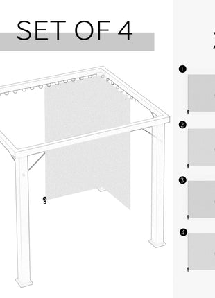 9.84' x 9.84' Gazebo Sidewall Set with Hooks/C-Rings, Beige