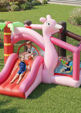 Inflatable Bounce House with Ball Pool, Basketball Hoop, Jumping Bouncy Castle with Blower for Indoor Outdoor, Pink
