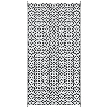 Reversible Outdoor Rug Carpet RV Camping Rugs with Carry Bag, 9' x 18', Black & White Clover
