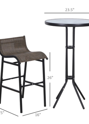 3 Piece Bar Height Outdoor Bistro Set for 2, Tan
