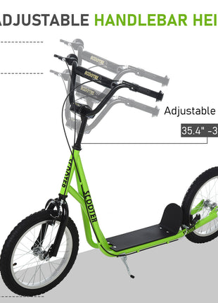 Youth Scooter Kick Scooter for Kids 5+ with Adjustable Handlebar Front and Rear Dual Brakes, Light Green
