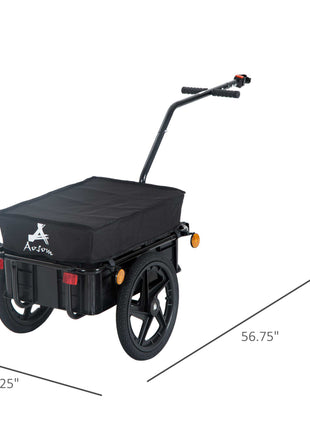 Bicycle Cargo Trailer with Removable Box and Waterproof Cover, Bike Wagon Trailer with Two 16in Wheels