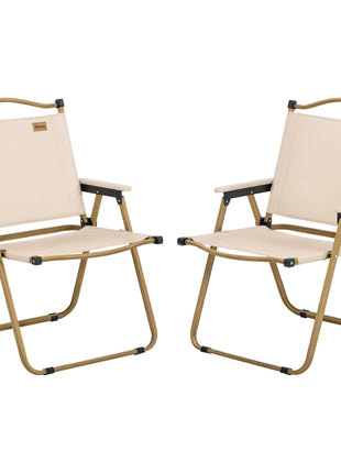2 Pack Folding Camping Chair, Portable Beach Chairs Armchairs, Perfect for Festivals, Fishing, Picnic and Hiking, Khaki