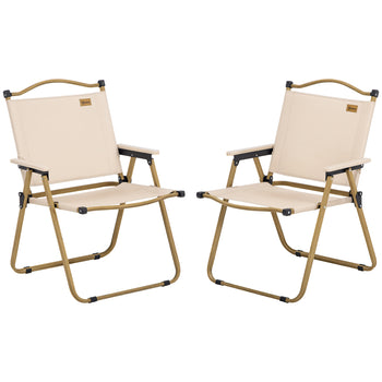 2 Pack Folding Camping Chair, Portable Beach Chairs Armchairs, Perfect for Festivals, Fishing, Picnic and Hiking, Khaki