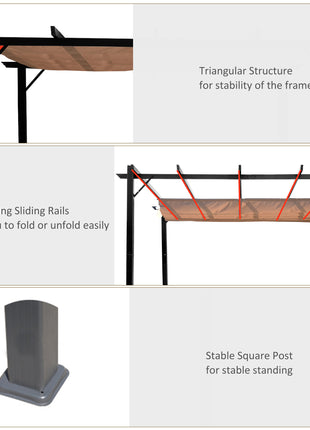 10' x 13' Outdoor Pergola Gazebo Backyard Canopy Cover Adjustable Sunshade, Gray