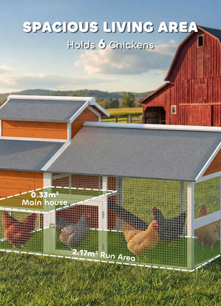 79"L Chicken Coop with Run for 6 Chickens, Wooden Chicken House with Nesting Boxes and Pull-Out Tray