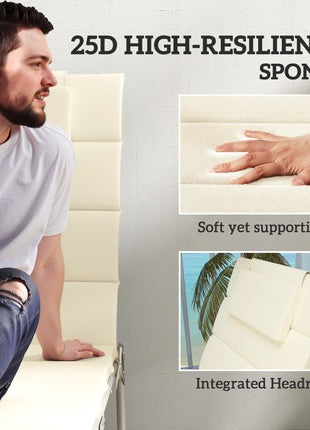Foldable Chaise Lounge Cushion Set of 2, Outdoor Lounge Chair Cushion Set, UPF50+ 230gsm Olefin, 80" x 26" Cream White