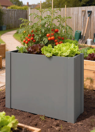 Raised Garden Bed Galvanized Planter Box Outdoor with Gloves for Gardening Vegetables, Flower, Herb, 2.6 x 1 x 2 ft, Gray