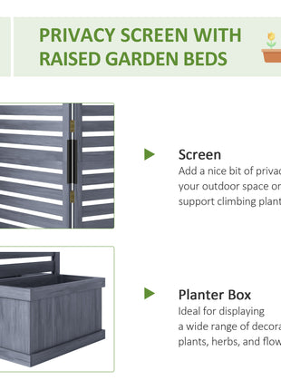Wood Privacy Screen w/ 4 Planter Box, Raised Bed w/ 3 Panels & Drainage Holes