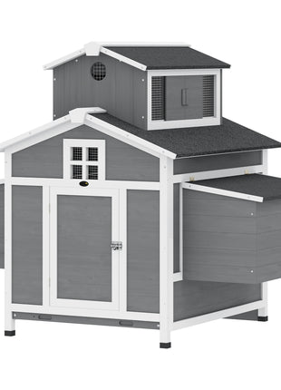 Chicken Coop for 2 Chickens, Wooden Hen House with Nesting Box, Pull-Out Tray, Ventilation Windows