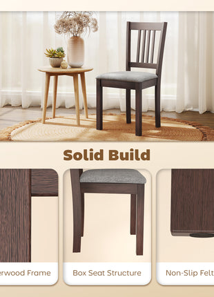 Dining Chairs Set of 2 Linen Upholstered Kitchen Chairs with Rubberwood Legs for Dining Room Living Room Espresso Gray