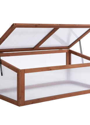 Wooden Cold Frame Greenhouse, Mini Greenhouse with Polycarbonate Board and Solid Wood Frame, Green House Cold Frame