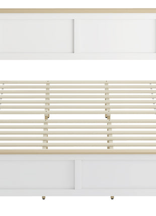 Queen Bed Frame with Headboard, Modern Platform Bed Frame with Wooden Slats, No Box Spring Needed, Easy Assembly, White