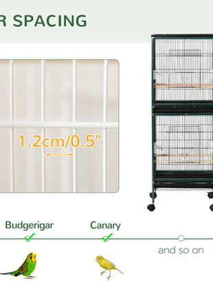 Large Bird Cage with 1.7 ft. Width for Wingspan, Bird Aviary Indoor with Multi-Door Design, Fit for a Canary, Finch, Conure, 55", Green