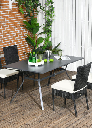 4 PE Rattan Outdoor Dining Chairs with Cushions, Patio Wicker Dining Chairs with Backrest, Black
