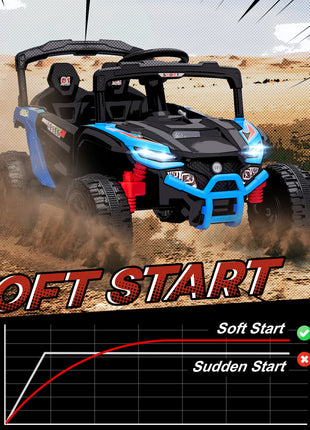 12V Kids Ride On Truck, Battery Powered Electric UTV Vehicle with Rear Suspension, Remote Control for 3-5 Years, Blue
