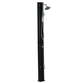 7' Outdoor Solar Heated Shower with 360 Rotating Rainfall & Handheld Shower Head, Foot Shower Faucet, Temperature and Pressure Adjustable, Holds 9.2 Gallons for Backyard Pool