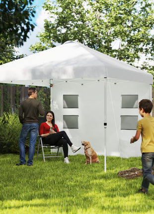 10' x 10' Pop Up Canopy Tent w/ Sidewall, UPF50+ Height Adjustable Instant Sun Shelter w/ Storage Pockets, White