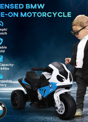6V 3 Wheeled Electric Motorcycle, Kids Motorcycle Licensed BMW with Headlight, Music, Blue