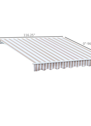 10' x 8' Retractable Sun Shade Patio/Window Awning - Polyester Fabric - Beige