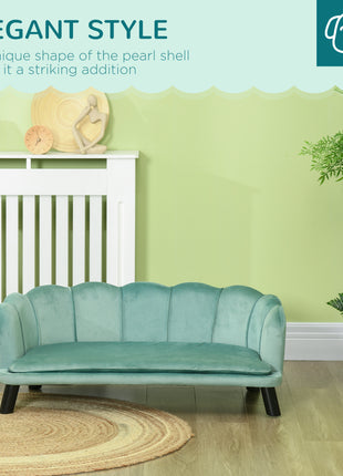 Pearl Design Pet Sofa for Medium and Large Sized Dogs, Pet Bed with Cushion and Solid Wood Legs, Green