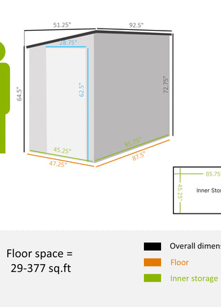 4' x 8' Lean to Garden Storage Shed, Outdoor Metal Tool House with Lockable Door Vents for Backyard Patio Lawn, Gray