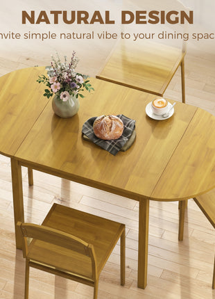55" Wood Kitchen Table, Drop Leaf Tables for Small Spaces, Oak