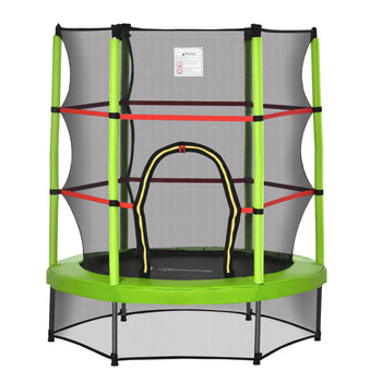 Φ5FT Kids Trampoline with Enclosure Net for Age 3 to 6 Years Green