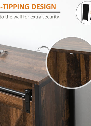 Buffet Cabinet Kitchen Sideboard with Sliding Barn Doors, Brown