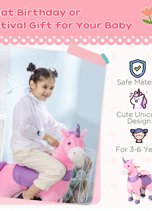 Ride On Real Walking Unicorn with Sparkly Horn, Soft Plush Ride On Rocking Horse Bearing 176lbs, Imaginative Interactive Toy for Kids, Unicorn Gifts