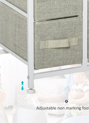 7-Drawer Dresser Storage Tower Cabinet Organizer Unit, Easy Pull Fabric Bins with Metal Frame for Bedroom, Closets, Light Gray