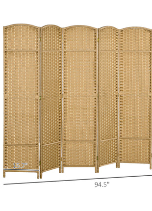 Folding Room Divider Screen 6 Panel 5.6 ' Tall Privacy Screen Freestanding Room Partition for Home Office, Nature Wood
