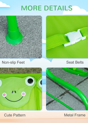 Kids Patio Swing, Adjustable Canopy Swing Glider, Kids Outdoor Swing Chair with 2 Seats, Seat-Belted Safety, Green