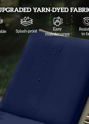 2-Piece Patio Chair Cushions with Backrests, Replacement Cushions for Outdoor Lounge Chair, Navy