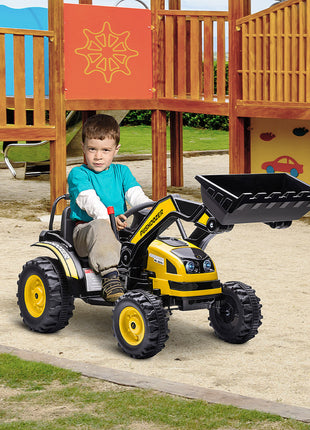 6V Kids Rechargeable Battery Powered Truck with Adjustable Bucket, High/Low Speed Realistic Sound, Yellow