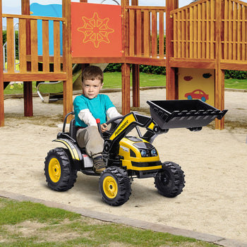 6V Kids Rechargeable Battery Powered Truck with Adjustable Bucket, High/Low Speed Realistic Sound, Yellow