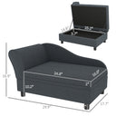 Pet Sofa Bed Couch with Storage, Pet Sofa for Cats and Small Dogs, Dark Gray