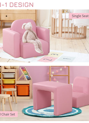2-in-1 Convertible Table and Chair Set for Boys Girls for Boys Girls, Pink