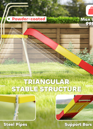 6ft Slide for Kids, Metal Freestanding Playground Equipment with Climbing Ladder, for Backyard, Outdoor, Indoor, Red