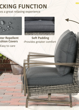 Patio Bistro Set, Porch Furniture with Soft Cushions and Rocking Function for Yard, Lawn, Porch, Dark Gray