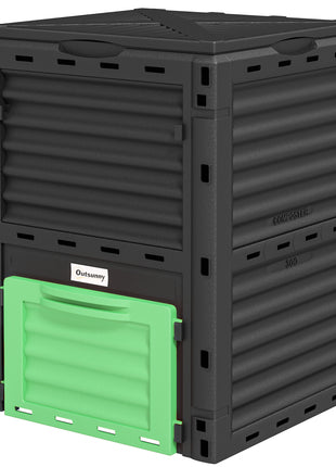 Garden Compost Bin 80 Gallon Outdoor Large Capacity Composter Fast Create Fertile Soil Aerating Box, Green