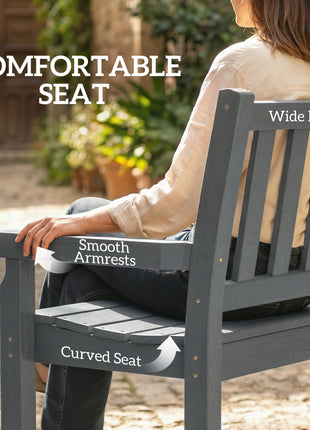 2-Person Garden Bench, HDPE Outdoor Bench with 530 lbs Capacity, Curved Seat for Backyard, Park, Porch, Lawn, Gray