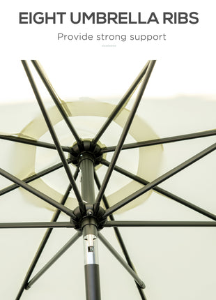 9 ft Cantilever Umbrella with Push Button Tilt and Crank Tassles and 8 Ribs Shade Umbrellas for Garden