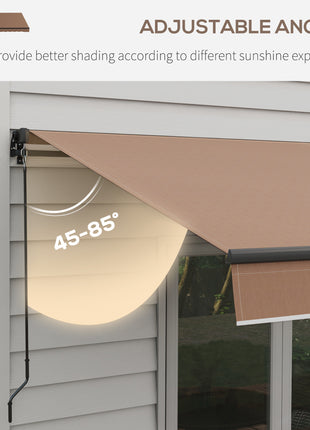 12' x 10' Retractable Awning, 280gsm UV Resistant Sunshade Shelter for Deck, Balcony, Yard, Coffee