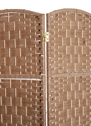 Room Divider 6 Panel, 6FT Tall Folding Privacy Screen, Freestanding Hand-Woven Partition for Room Separation with 360° Hinges, Paper Rope Diamond Weave, Natural