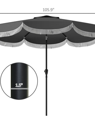 9FT Patio Umbrella, UPF 30+ Outdoor Market Umbrella with Crank, 8 Ribs, Push Button Tilt, Vented for Patio Deck Backyard Lawn, Charcoal Gray