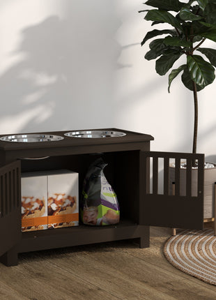 Dog Food Storage Cabinet with Bowls & Dog Feeding Station, Espresso