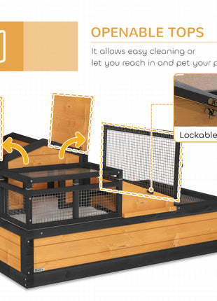 3-Room Tortoise Habitat House w/ Balcony & 2 Stories, 44" x 25.5" x 25", Yellow