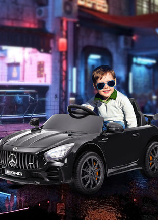 Mercedes-Benz AMG GTR Licensed 12V Battery Powered Kids Electric Car w/ Remote Control & Soft Start, Black